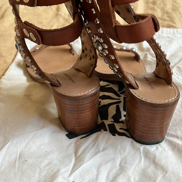 Isabel Marant Elvis Embellished Studded Sandals Cognac Sz 6 / 36 - Picture 13 of 15